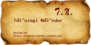 Tószegi Nándor névjegykártya